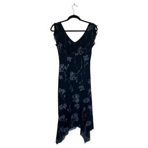 Vintage Y2K IN San Francisco Babydoll Dress Black Silver Floral Fairy Grunge